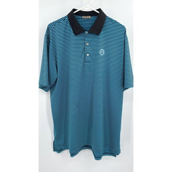 Peter Millar Summer Comfort Polo Shirt Size XL Blue Black Striped Embroidered - Picture 1 of 6